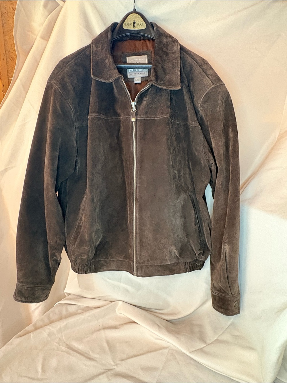 Pacific Trail Men’s Large Genuine Suede Leather Jacket Brown Bomber